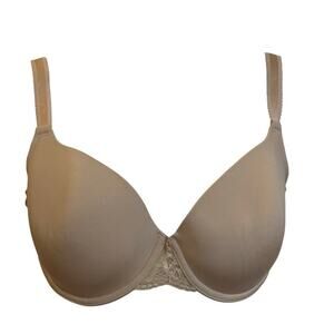 Wacoal French Garden Contour Bra sz 36D Beige Underwire Smooth Cup Bra